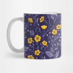 Buttercups, yellow and violet Mug